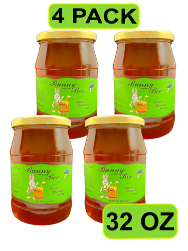 Forest Blossom Honey - 32oz - 4 PACK - Bunny And The Bee - Raw Natural Honey