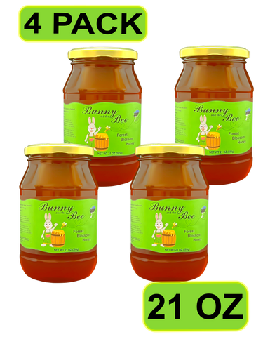 Forest Blossom Honey - 21oz - 4 PACK - Bunny And The Bee - Raw Natural Honey