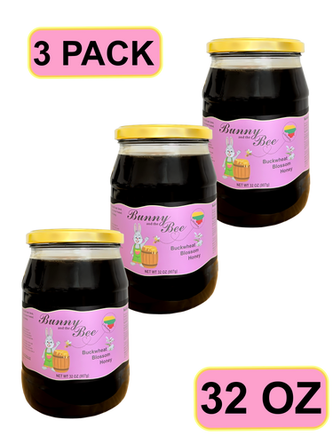 Buckwheat Blossom Honey - 32oz - 3 PACK - Bunny And The Bee - Raw Natural Honey